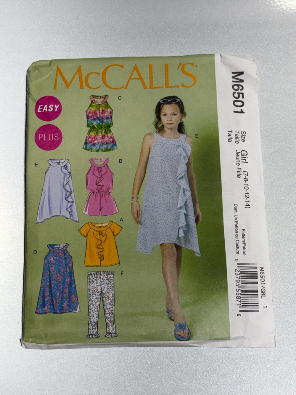 McCall’s M6501 Girl’s Dress, Pant, Romper Pattern Uncut